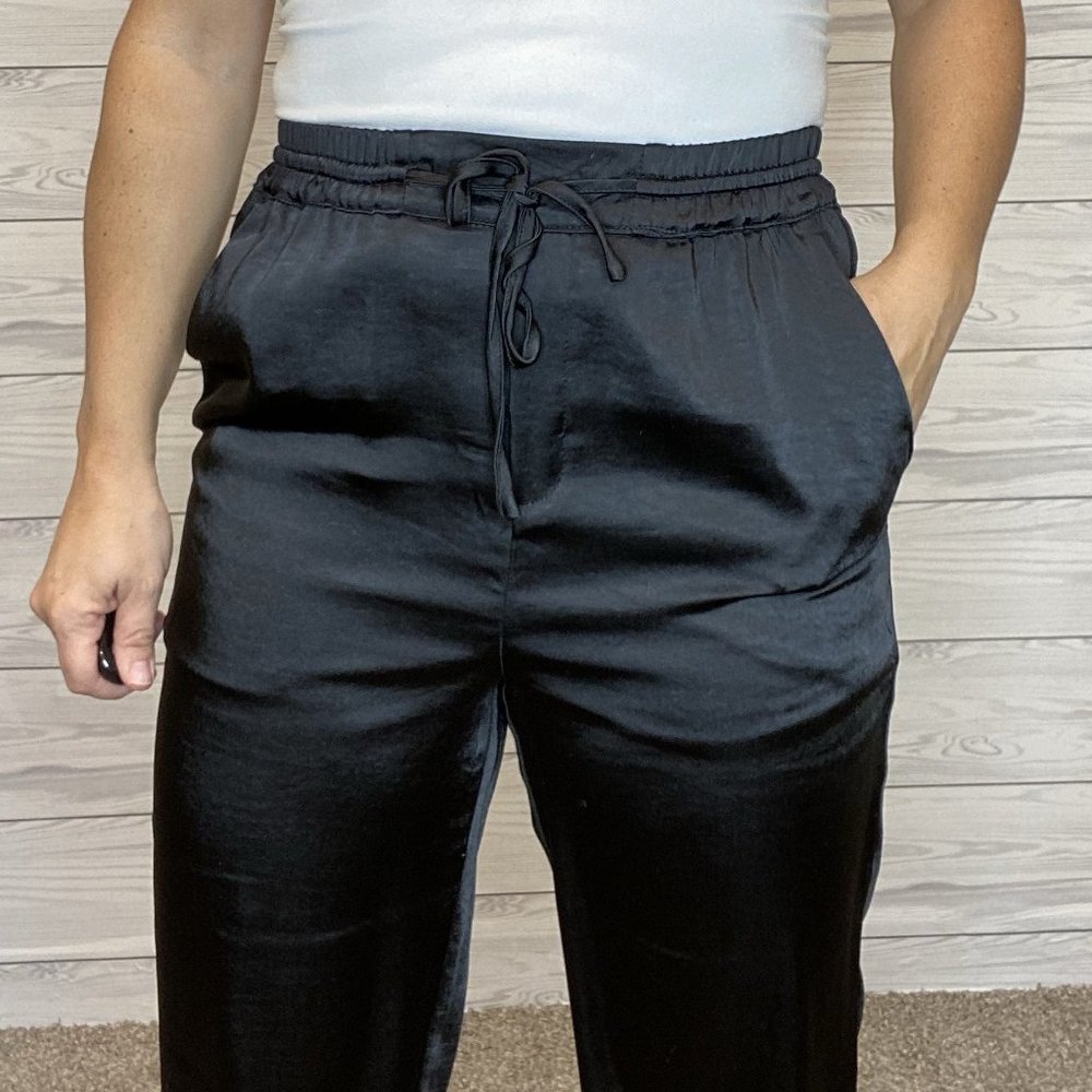 Satin Joggers- Black - Picture 2 of 2